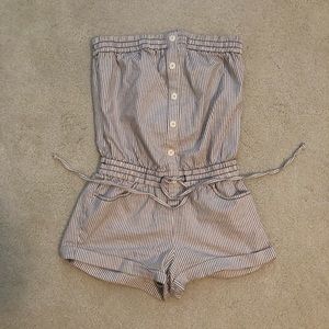Striped strapless romper